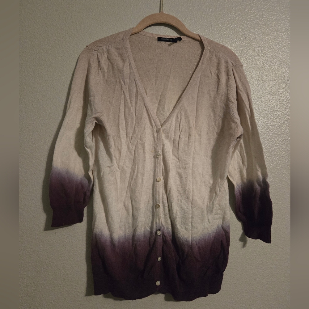 Women's Ombre Cardigan Sweater, Purple Hues. Minor Stain That May Wash. Size XL